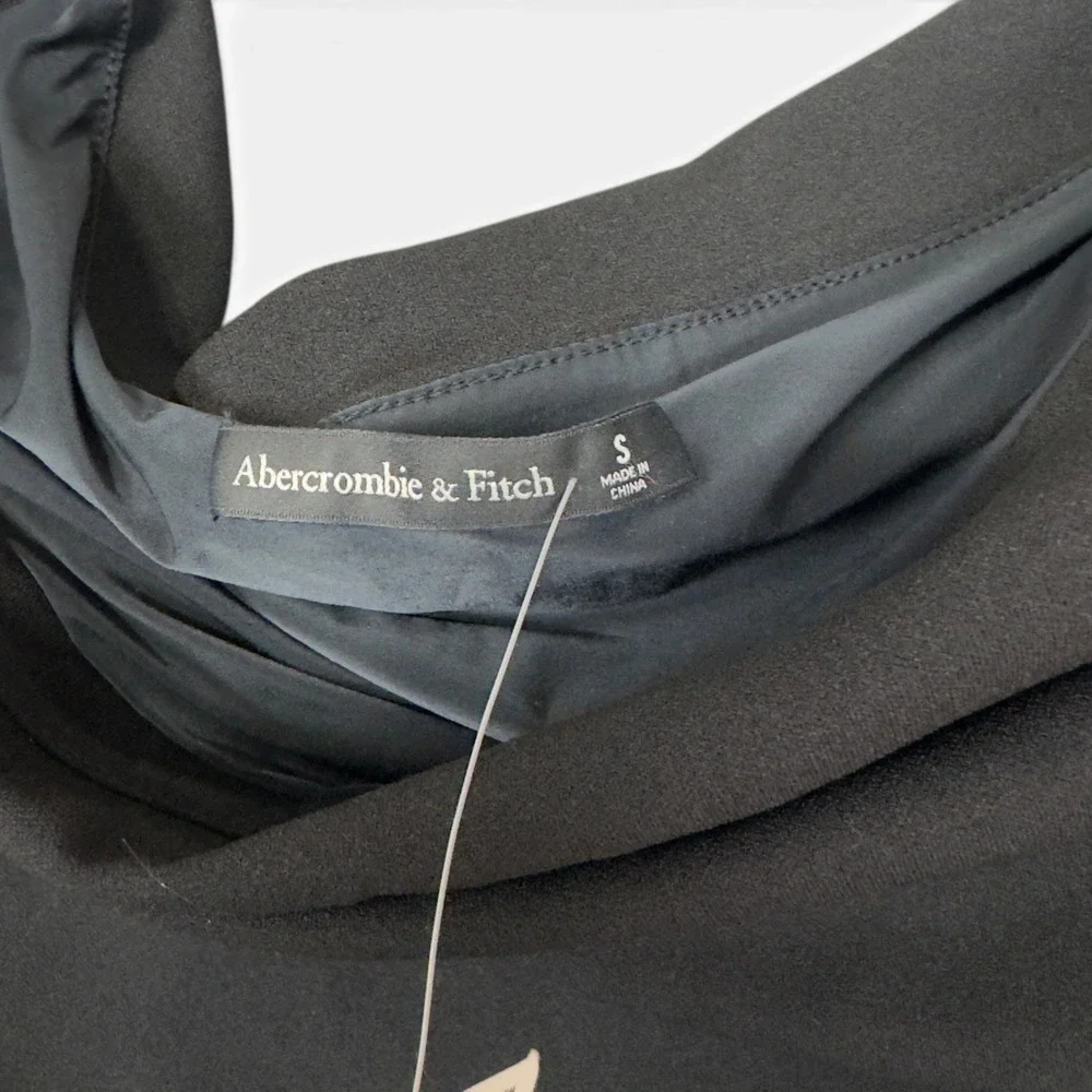 Abercrombie Ruched‎ Bodycon Mini Dress NWT Womens Small Black Off Shoulder
